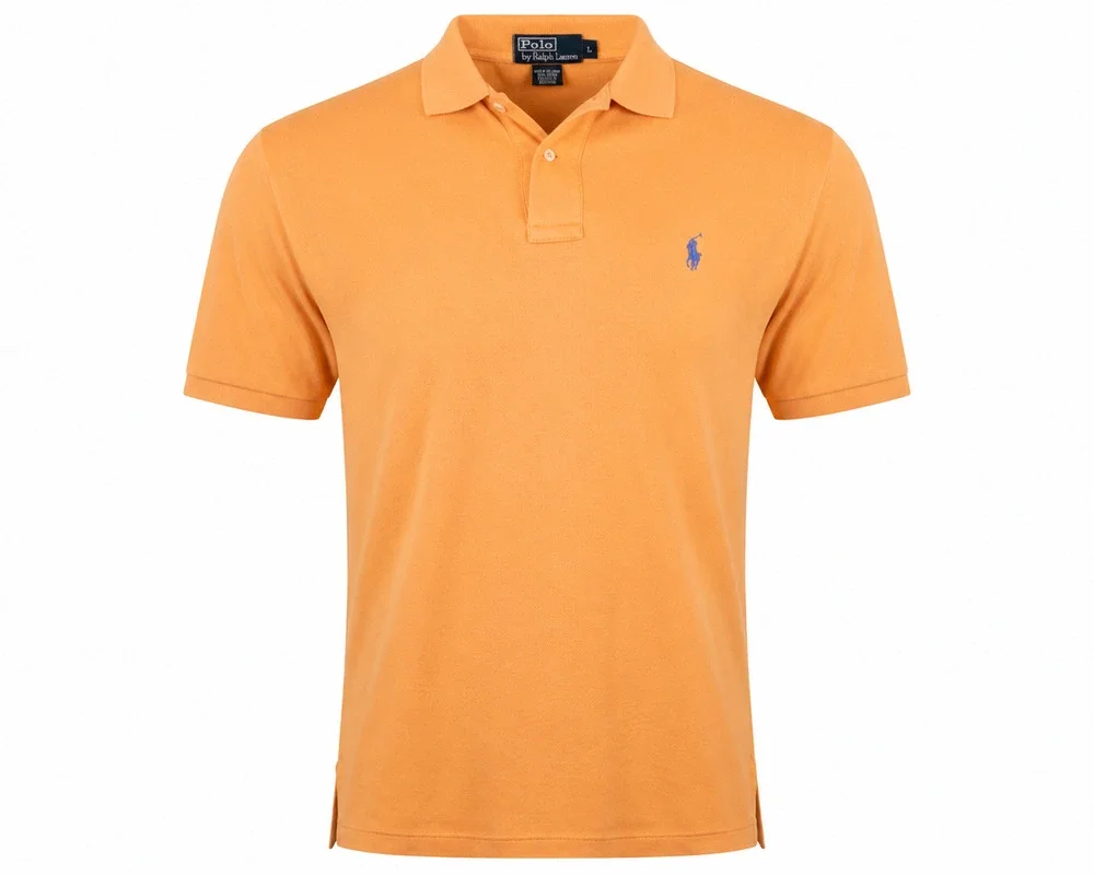 Vintage Polo Ralph Lauren Mens Large Orange Polo Shirt Short Sleeve Cotton